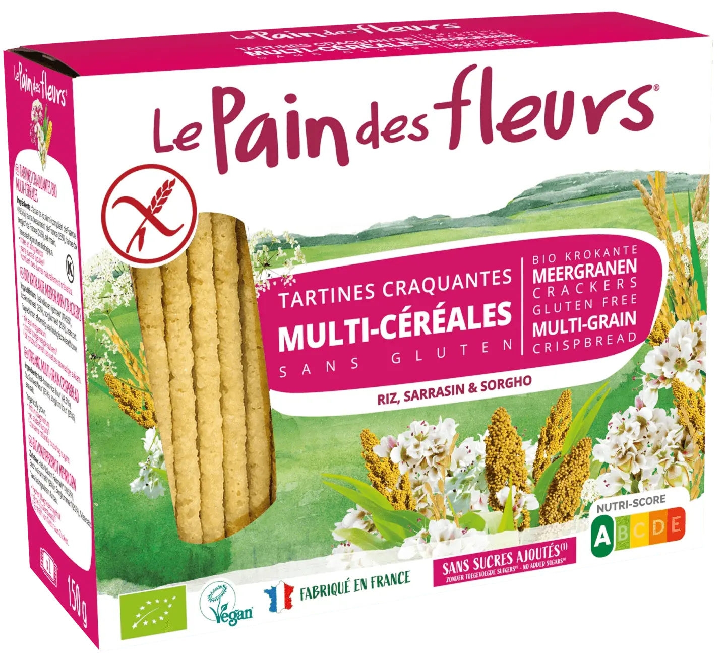 Le Pain des Fleurs Tartines craquantes multi-céréales bio sans gluten 150 g Le Pain des Fleurs Tartines craquantes multi-céréales bio sans gluten 150 g