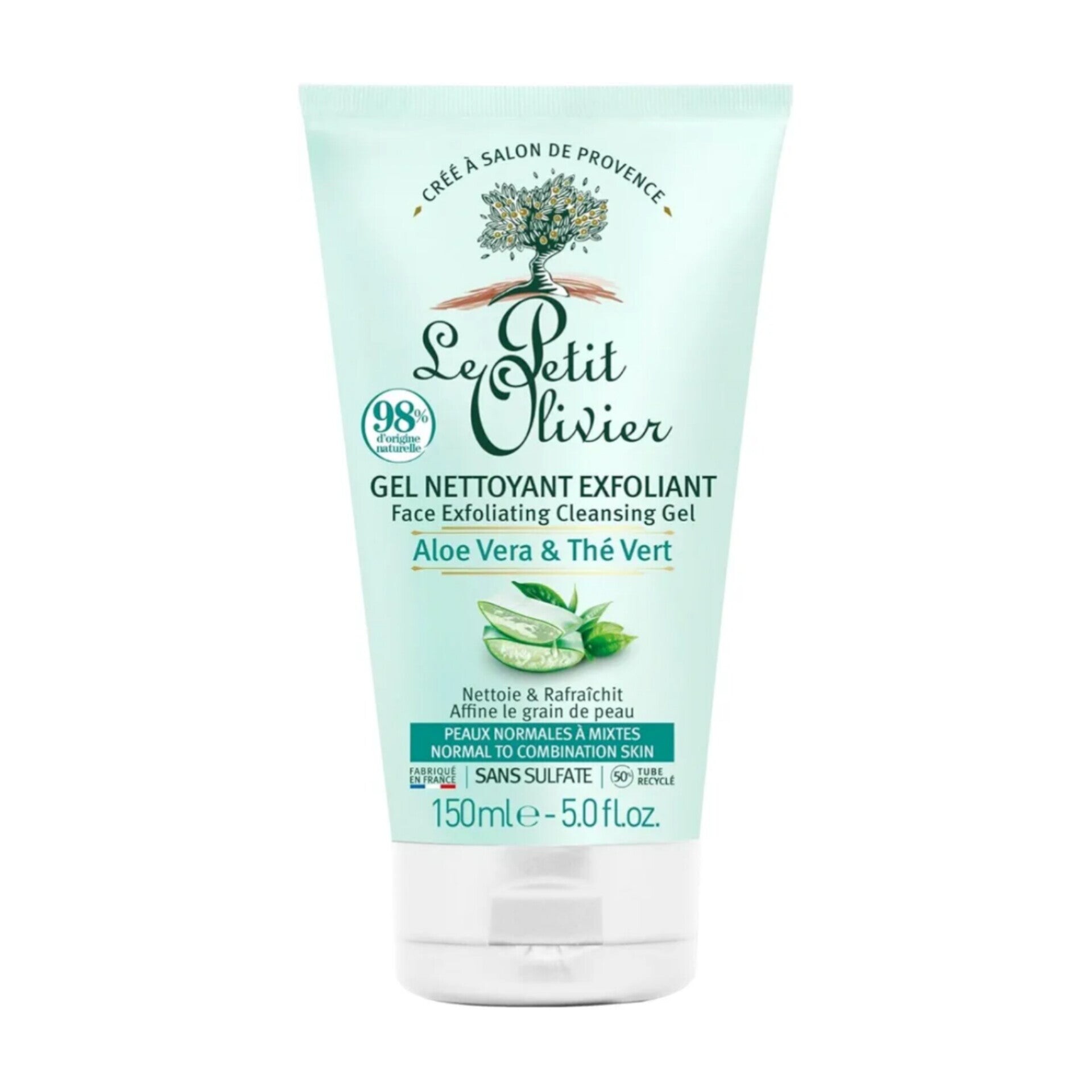 Le Petit Olivier Gel nettoyant exfoliant Aloe vera et thé vert 150 ml Le Petit Olivier Gel nettoyant exfoliant Aloe vera et thé vert 150 ml