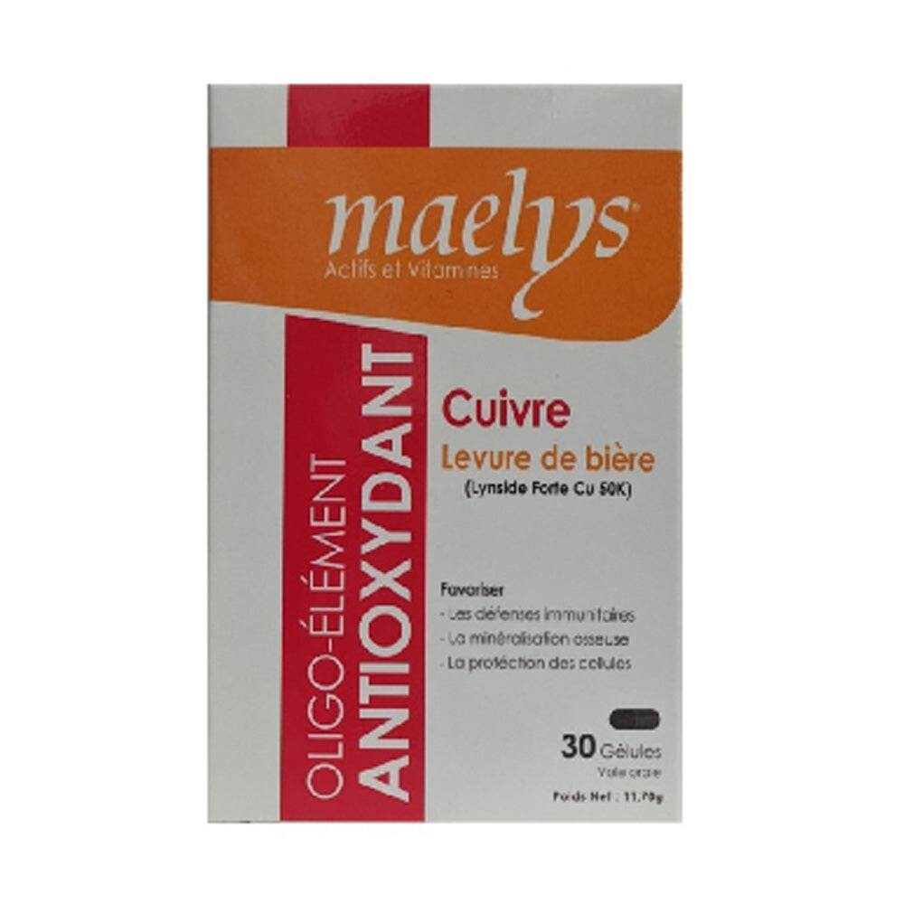 Maelys Cuivre Levure de bière 30 gélules Maelys Cuivre Levure de bière 30 gélules