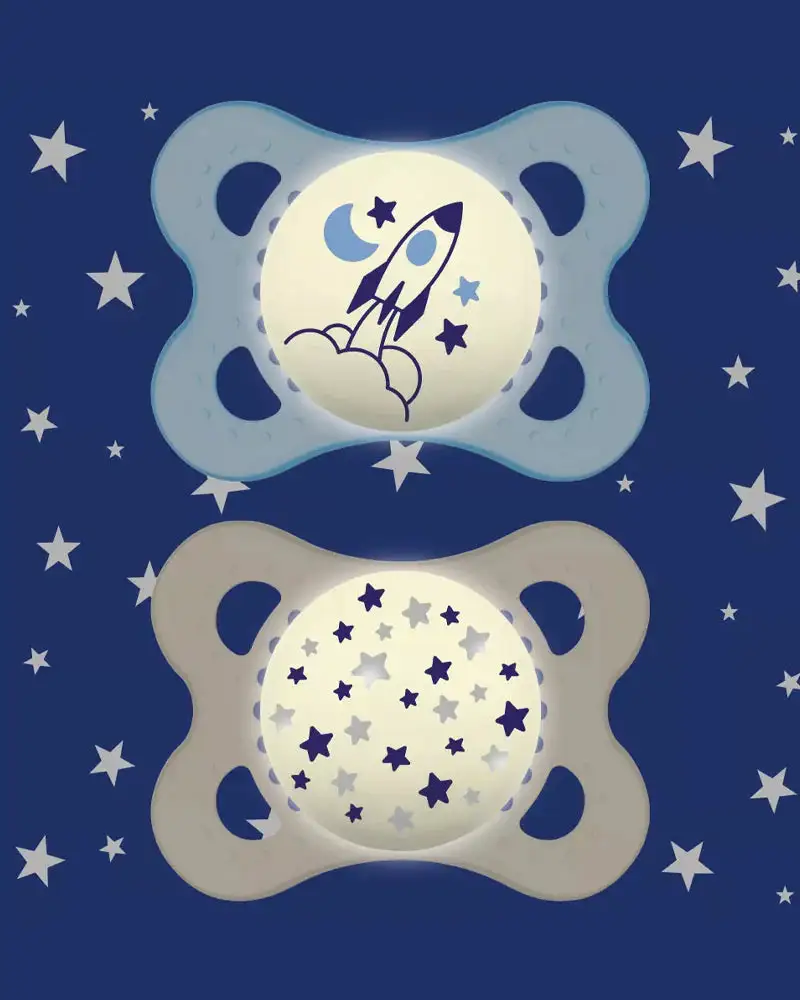 MAM Sucette Original Night 0-6 mois Bleu Lot de 2 MAM Sucette Original Night 0-6 mois Bleu Lot de 2