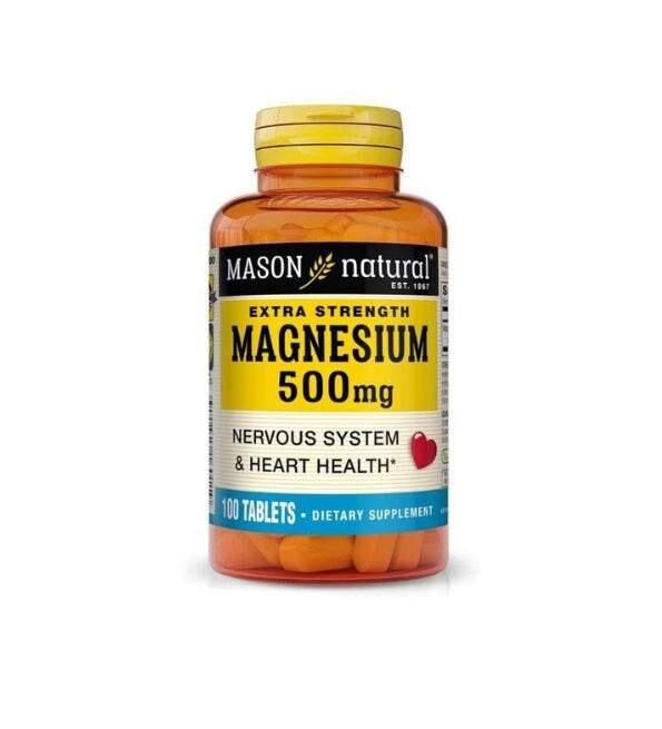 Mason Natural Magnesium 500 mg 100 comprimés Mason Natural Magnesium 500 mg 100 comprimés