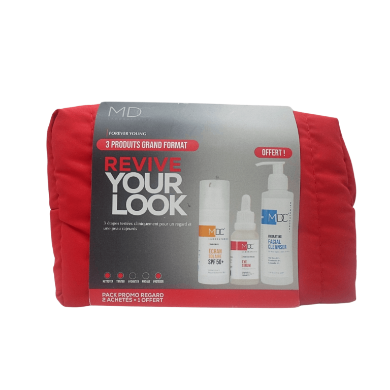 MDC Forever Young Coffret Facial Cleanser + Eye Serum + Écran solaire peaux sèches