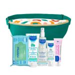 Mustela Pack Gel lavant, Eau rafraîchissante, Crème change, Hydra Bébé, Lingettes + Sac