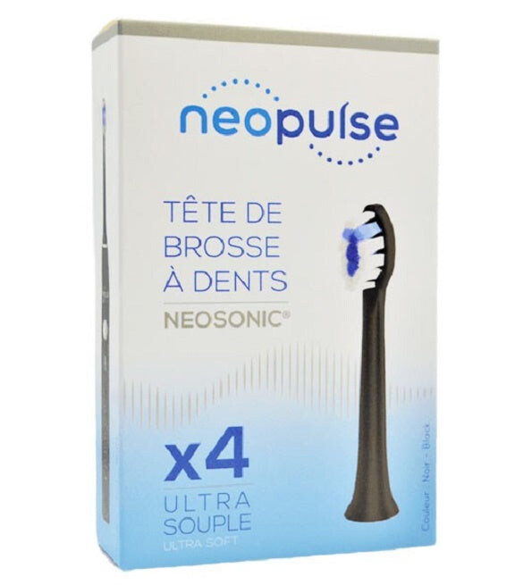 Neopulse Recharge 4 têtes de brosse à dents ultra souples Noir