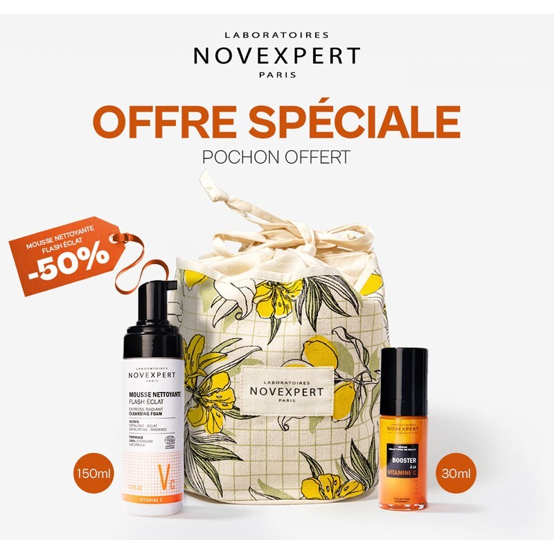 Novexpert Trousse Sérum Booster à la Vitamine C 30 ml + Mousse Flash Éclat Novexpert Trousse Sérum Booster à la Vitamine C 30 ml + Mousse Flash Éclat