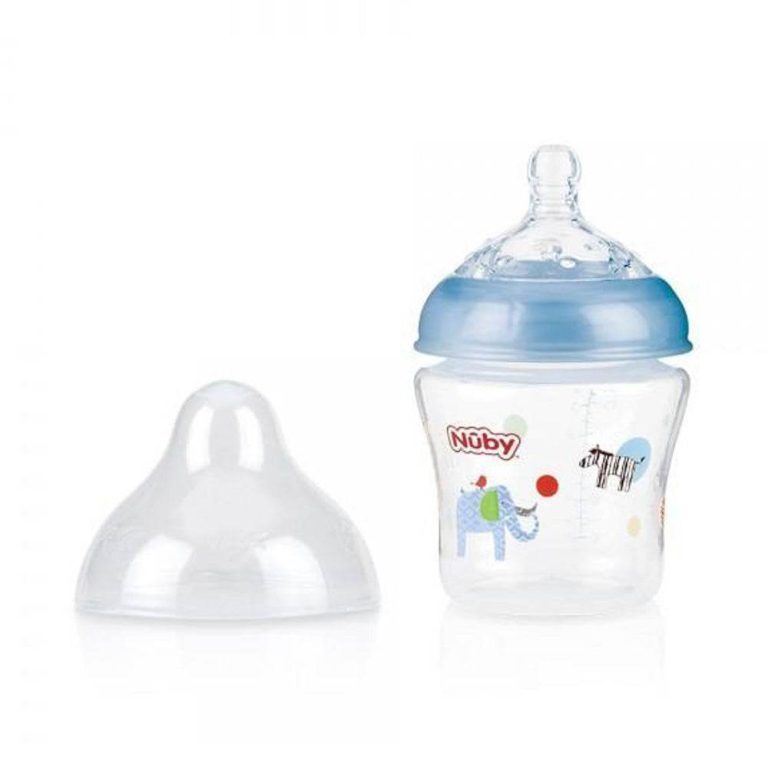 Nûby Biberon poly col large tétine silicone débit moyen 180 ml 0 mois+ ID1193