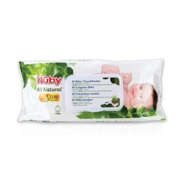 Nûby Citroganix Lingettes pour le change bébé 0 mois+ 80 lingettes