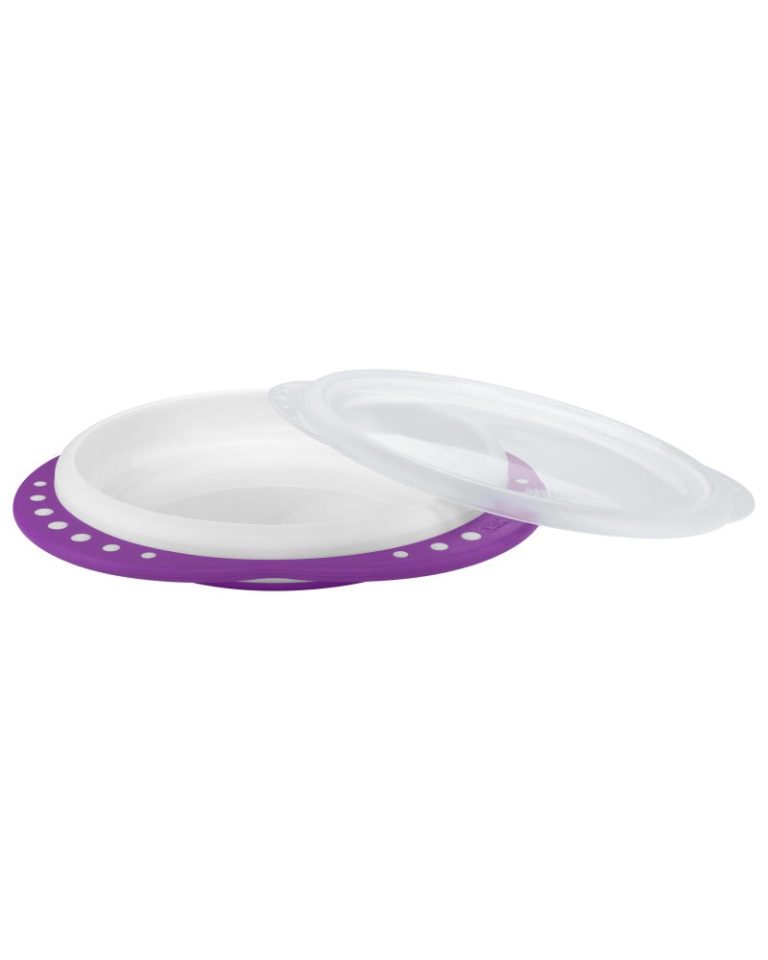NUK Assiette d'apprentissage avec couvercle Violet