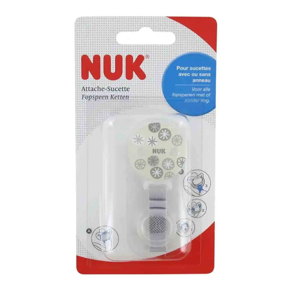 NUK Attache-sucette universelle ruban Beige & gris NUK Attache-sucette universelle ruban Beige & gris