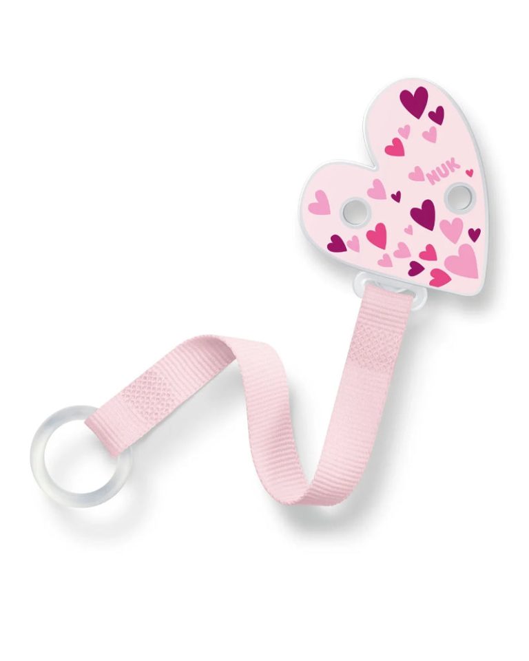 NUK Attache-sucette universelle ruban Cœur rose