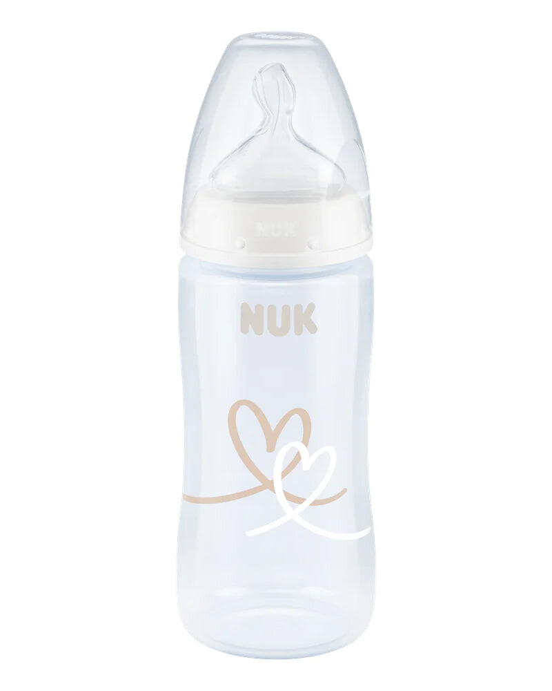 NUK Biberon PP tétine silicone 300 ml 0-6 mois Cœur beige NUK Biberon PP tétine silicone 300 ml 0-6 mois Cœur beige