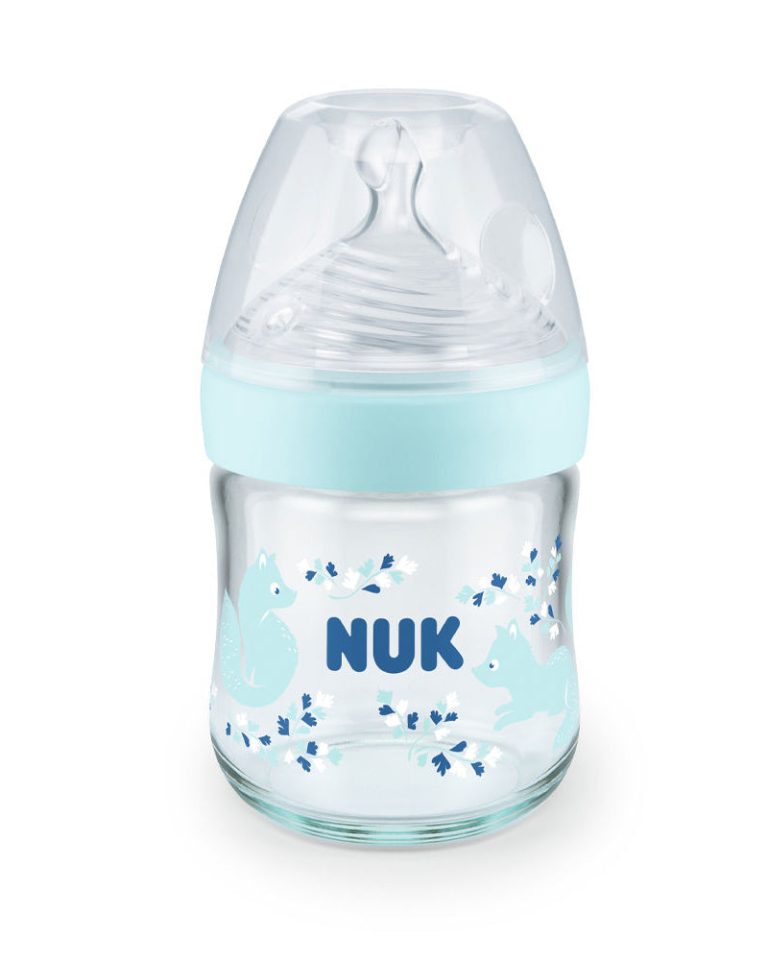 NUK Nature Sense Biberon en verre 120 ml Bleu ciel