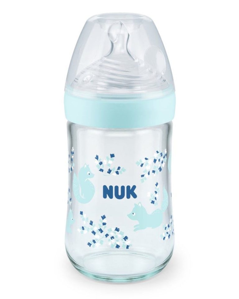 NUK Nature Sense Biberon en verre 240 ml Bleu ciel