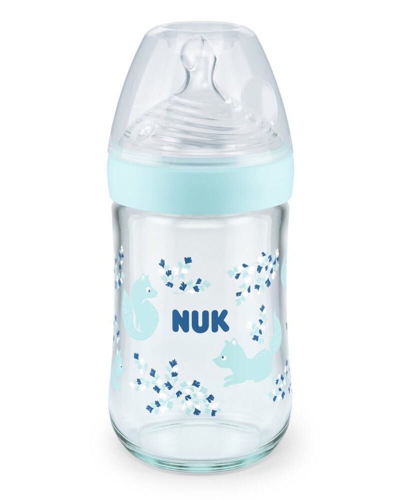 NUK Nature Sense Biberon en verre 240 ml Bleu ciel NUK Nature Sense Biberon en verre 240 ml Bleu ciel