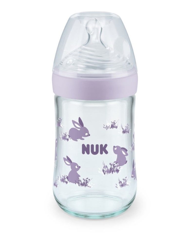NUK Nature Sense Biberon en verre 240 ml Mauve