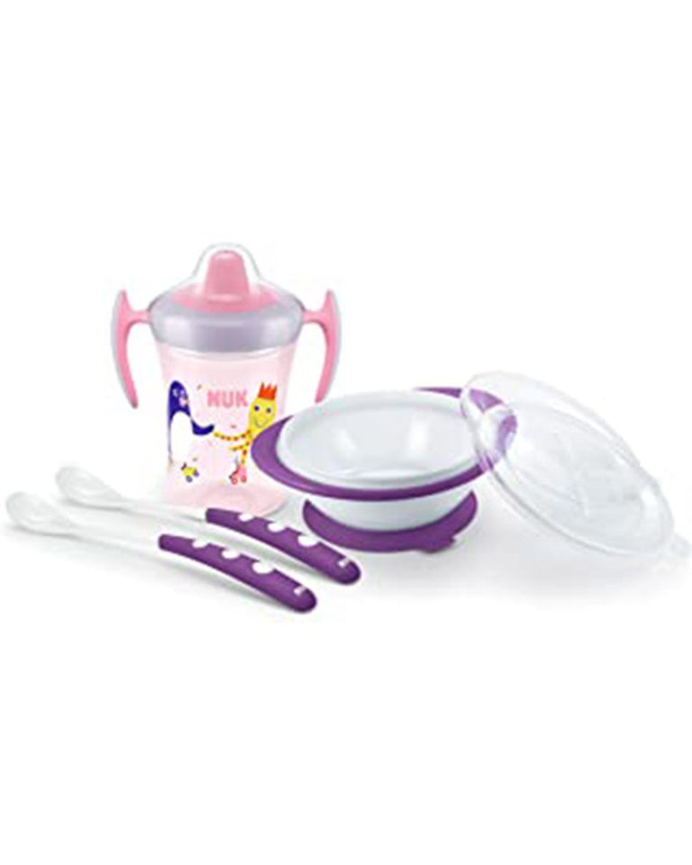 NUK Set repas 4 pièces Rose & violet