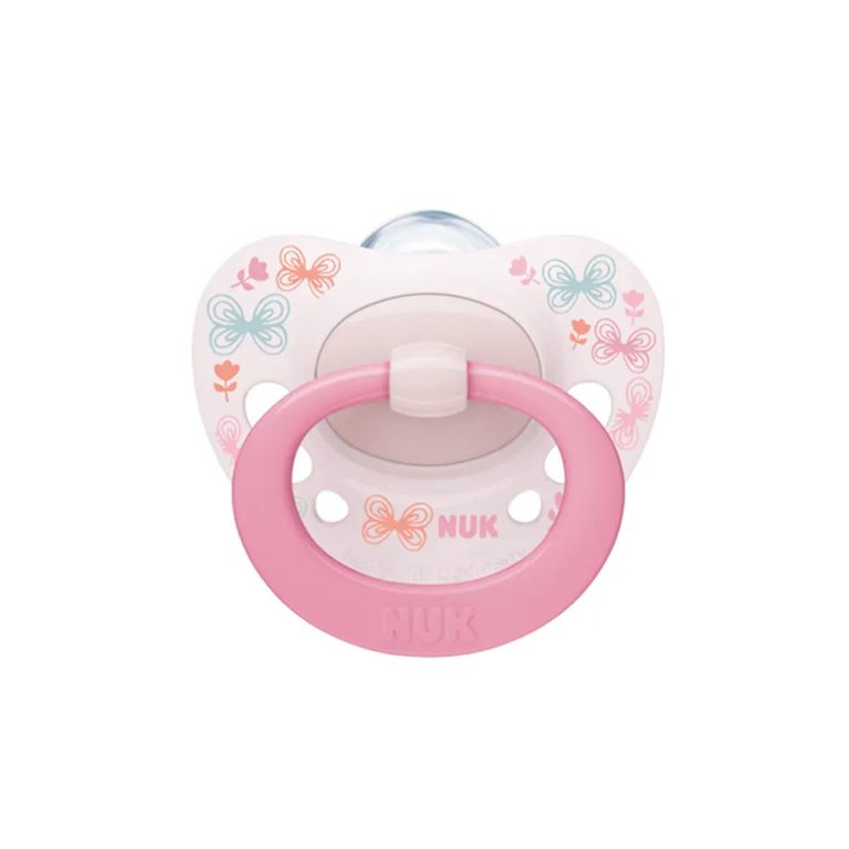 NUK Sucette Signature 0-6 mois Papillons rose
