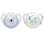NUK Sucettes Star Night & Day 0-6 mois Étoiles & bleu Lot de 2