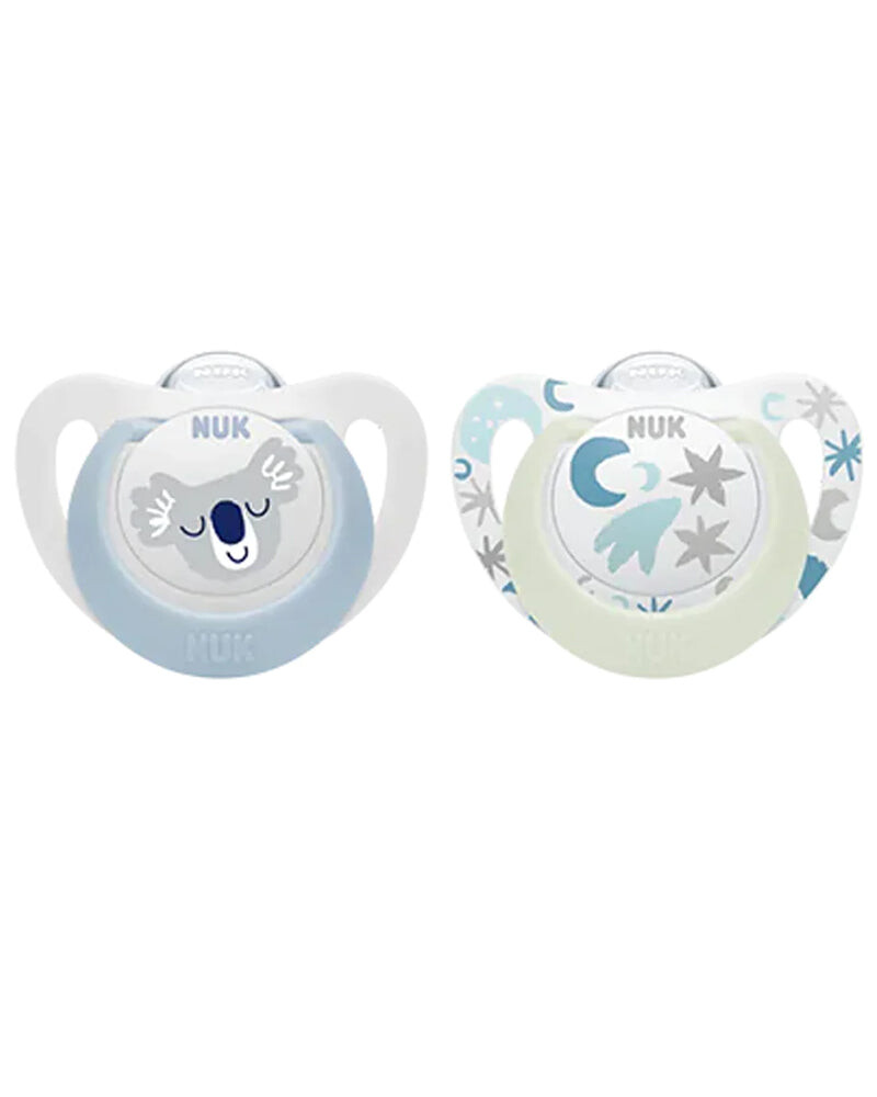NUK Sucettes Star Night & Day 0-6 mois Étoiles & bleu Lot de 2 NUK Sucettes Star Night & Day 0-6 mois Étoiles & bleu Lot de 2