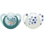 NUK Sucettes Star Night & Day 6-18 mois Bleu & vert Lot de 2