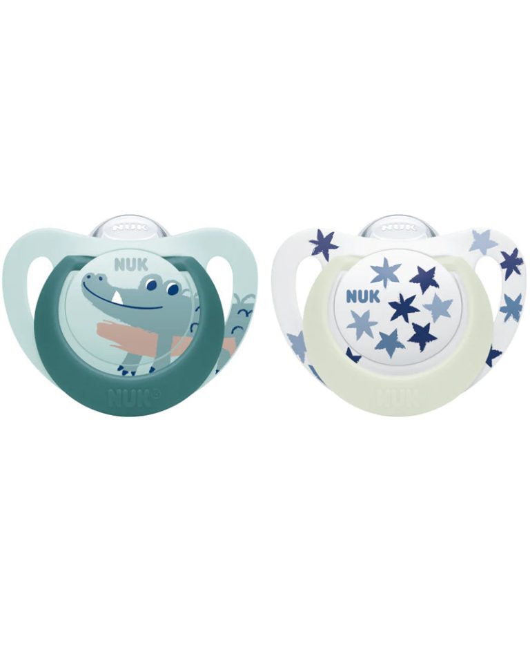 NUK Sucettes Star Night & Day 6-18 mois Bleu & vert Lot de 2