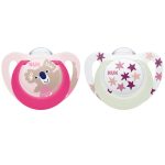 NUK Sucettes Star Night & Day 6-18 mois Rose Lot de 2