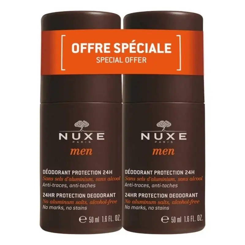 Nuxe Men Déodorant protection 24h roll-on Lot de 2 x 50 ml Nuxe Men Déodorant protection 24h roll-on Lot de 2 x 50 ml