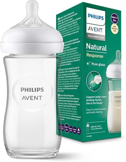 Philips Avent Natural Response Biberon en verre 260 ml 1 mois+ Philips Avent Natural Response Biberon en verre 260 ml 1 mois+