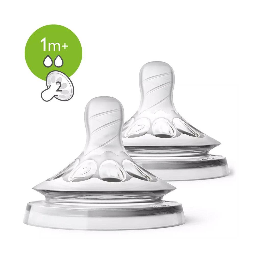 Philips Avent Natural Tétines débit lent 1 mois+ lot de 2 SCF042/27 Philips Avent Natural Tétines débit lent 1 mois+ lot de 2 SCF042/27