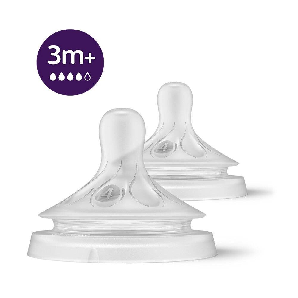 Philips Avent Natural Tétines débit moyen 3 mois+ lot de 2 SCY964/02 Philips Avent Natural Tétines débit moyen 3 mois+ lot de 2 SCY964/02