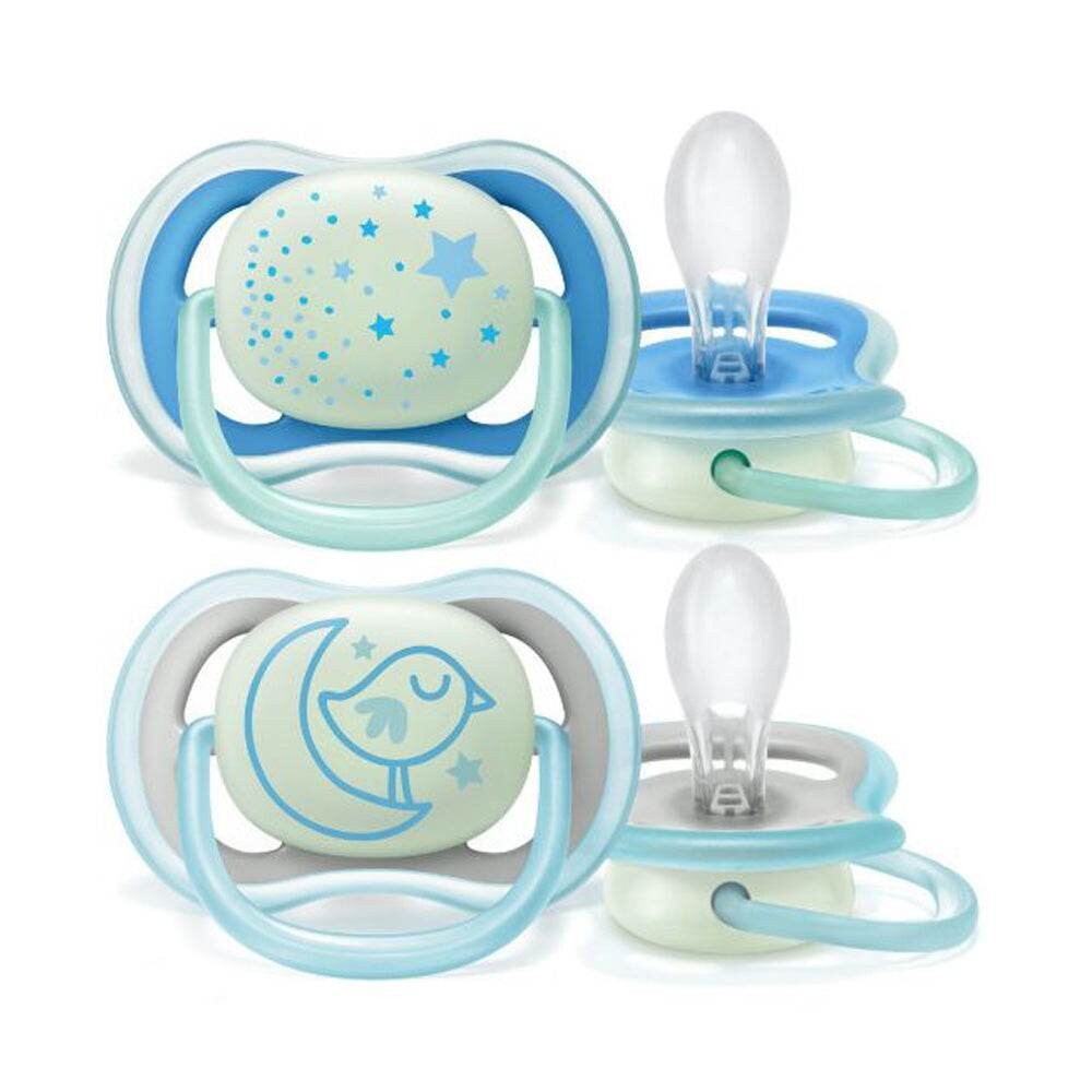 Philips Avent Ultra Air Night Sucettes 6-18 mois Garçon SCF376/13 Philips Avent Ultra Air Night Sucettes 6-18 mois Garçon SCF376/13