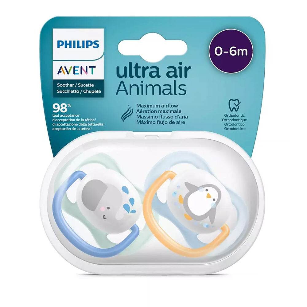 Philips Avent Ultra Air Sucettes 0-6 mois Garçon Éléphant Pingouin SCF080/05 Philips Avent Ultra Air Sucettes 0-6 mois Garçon Éléphant Pingouin SCF080/05