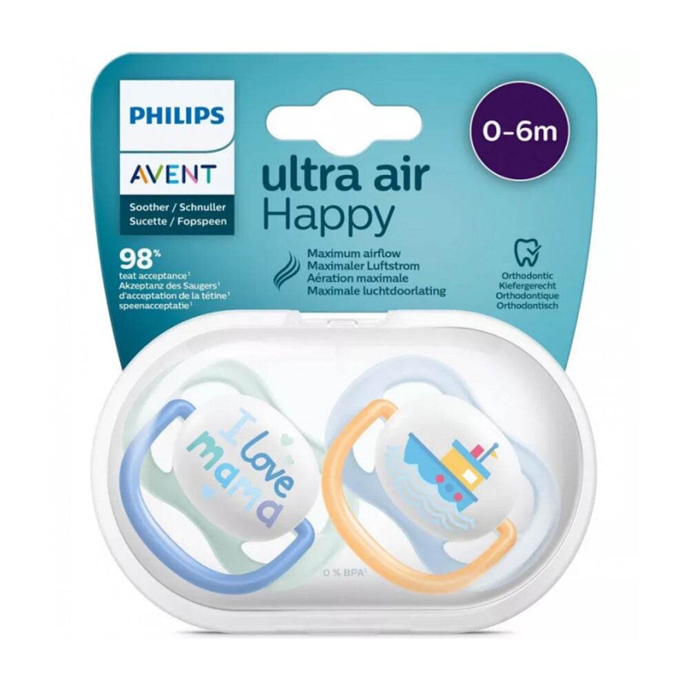 Philips Avent Ultra Air Sucettes 0-6 mois Garçon SCF080/01 Philips Avent Ultra Air Sucettes 0-6 mois Garçon SCF080/01