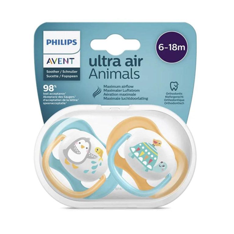 Philips Avent Ultra Air Sucettes 6-18 mois Garçon Pingouin Tortue SCF080/07