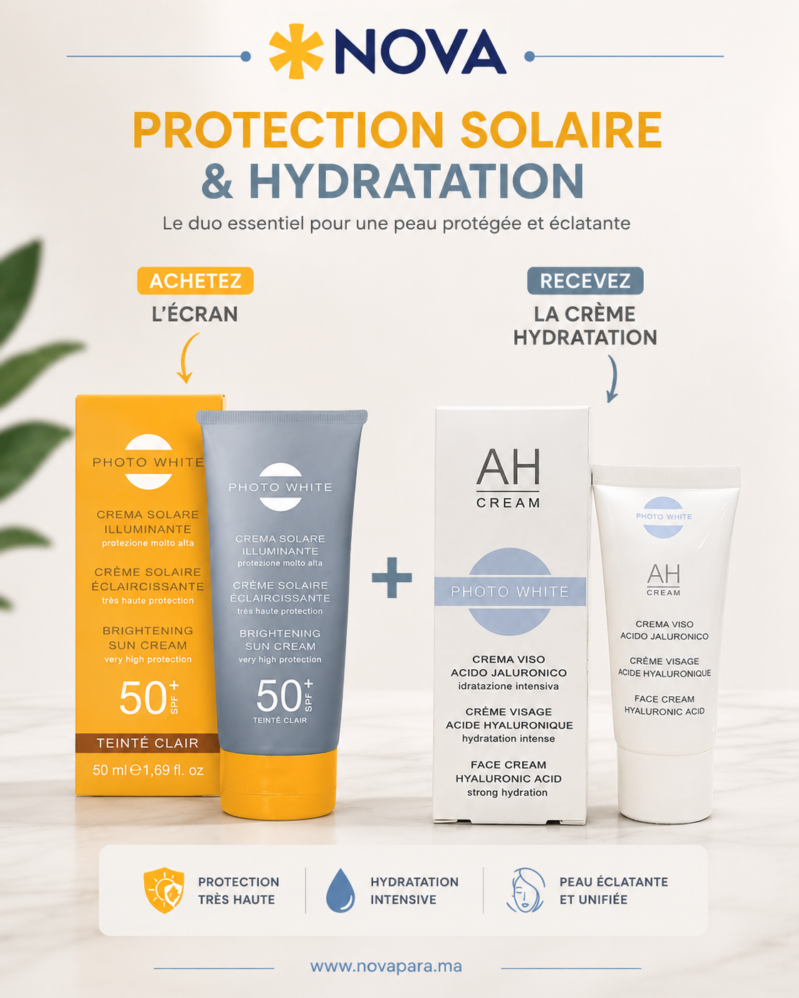 Photowhite Pack Écran SPF50+ 50 ml + Crème AH 50 ml Photowhite Pack Écran SPF50+ 50 ml + Crème AH 50 ml