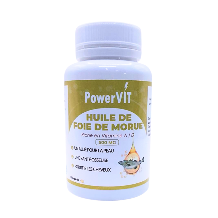 Powervit Huile de foie de morue 500 mg 60 gélules