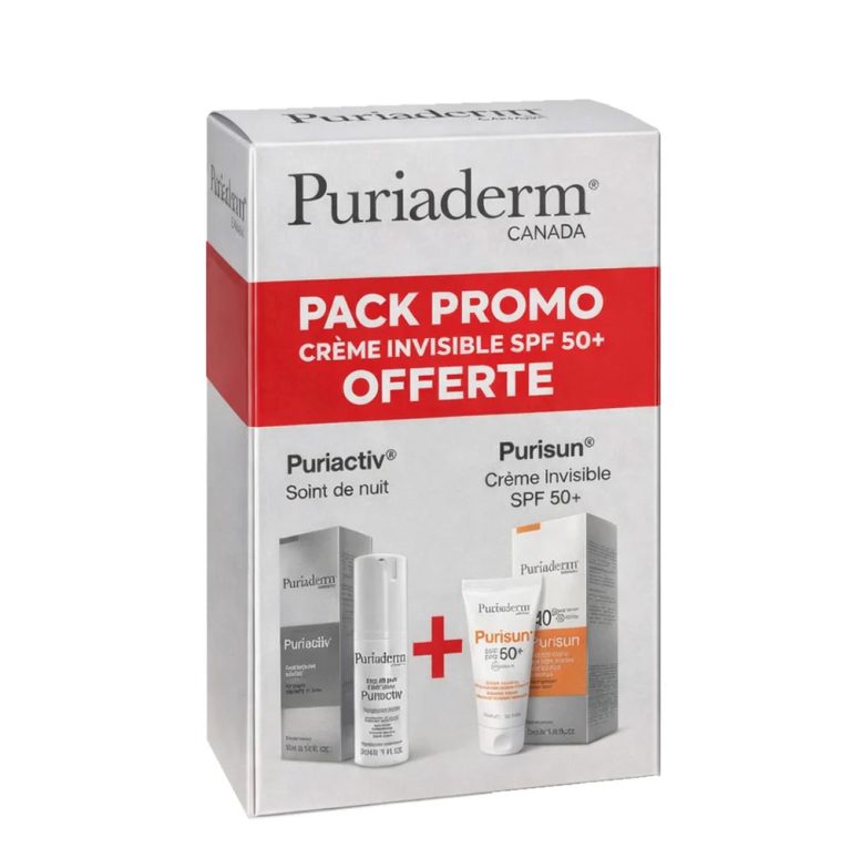Puriaderm Pack Puriactiv Soin de nuit + Purisun Crème invisible SPF50+