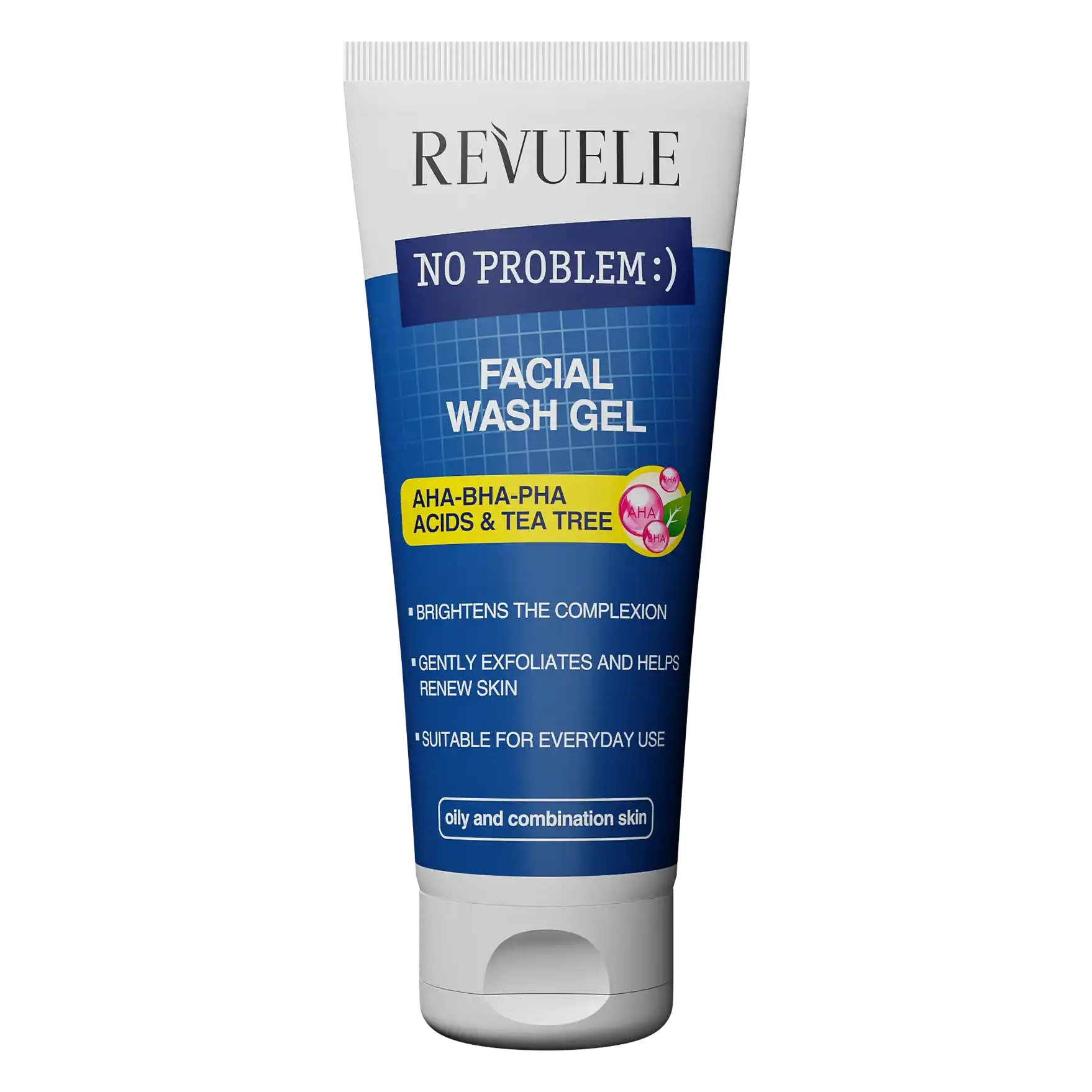 Revuele No Problem Gel nettoyant visage AHA-BHA-PHA & arbre à thé 200 ml Revuele No Problem Gel nettoyant visage AHA-BHA-PHA & arbre à thé 200 ml