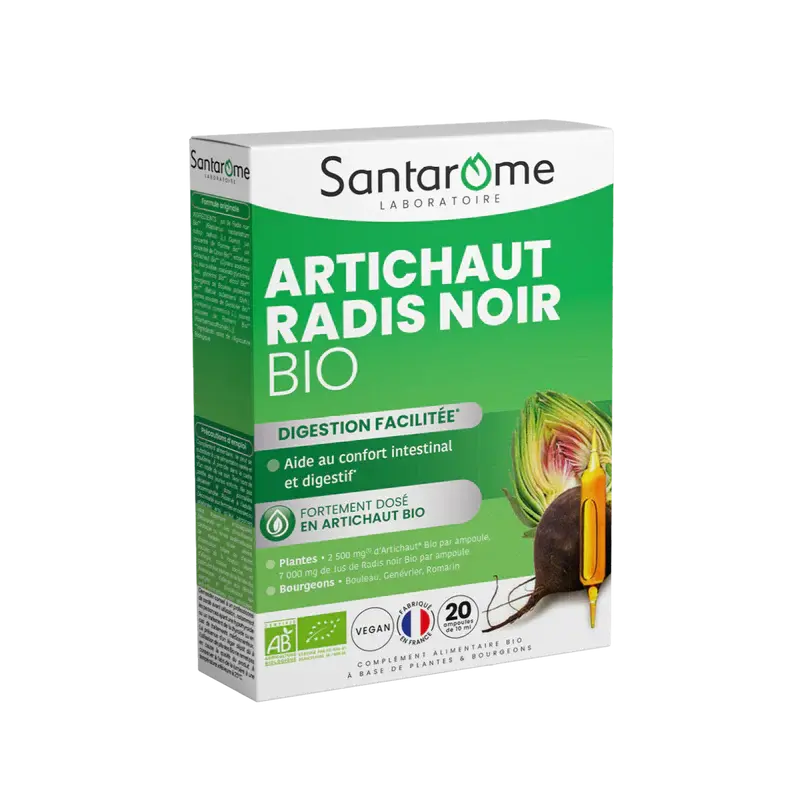 Santarome Artichaut Radis noir Bio 2500 mg 20 ampoules Santarome Artichaut Radis noir Bio 2500 mg 20 ampoules
