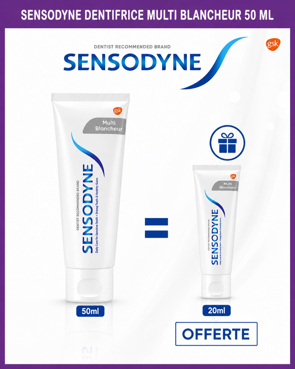 Sensodyne Multi Blancheur Dentifrice 50 ml + 20 ml Sensodyne Multi Blancheur Dentifrice 50 ml + 20 ml