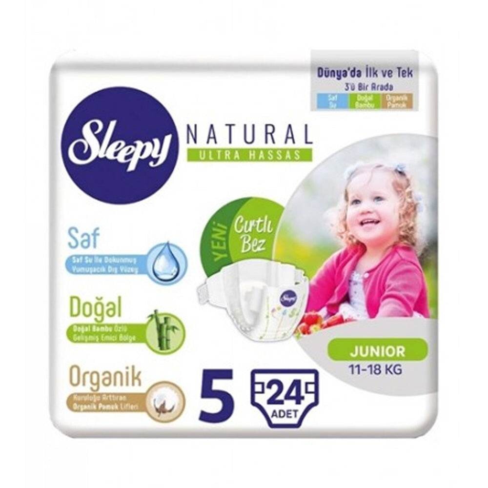 Sleepy Natural Couches taille 5 Junior 11-18 kg 24 pièces Sleepy Natural Couches taille 5 Junior 11-18 kg 24 pièces