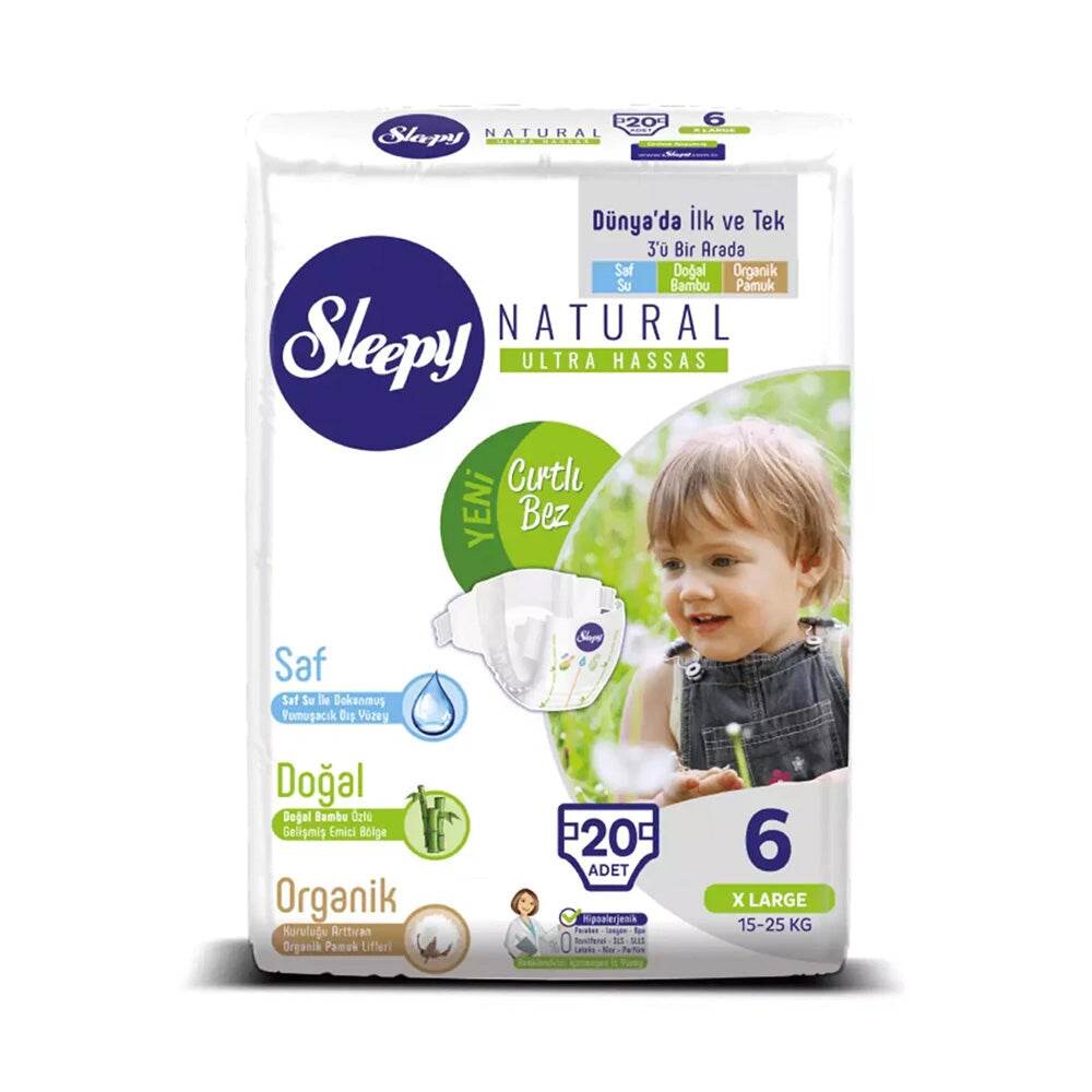 Sleepy Natural Couches taille 6 X-Large 15-25 kg 20 pièces Sleepy Natural Couches taille 6 X-Large 15-25 kg 20 pièces