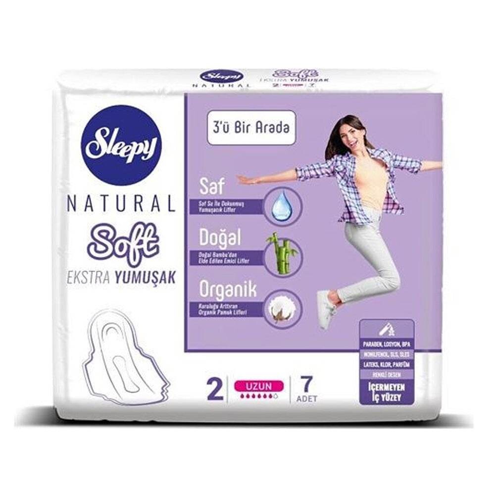 Sleepy Natural Extra Soft 3 in 1 Serviettes Long 7 pièces Sleepy Natural Extra Soft 3 in 1 Serviettes Long 7 pièces