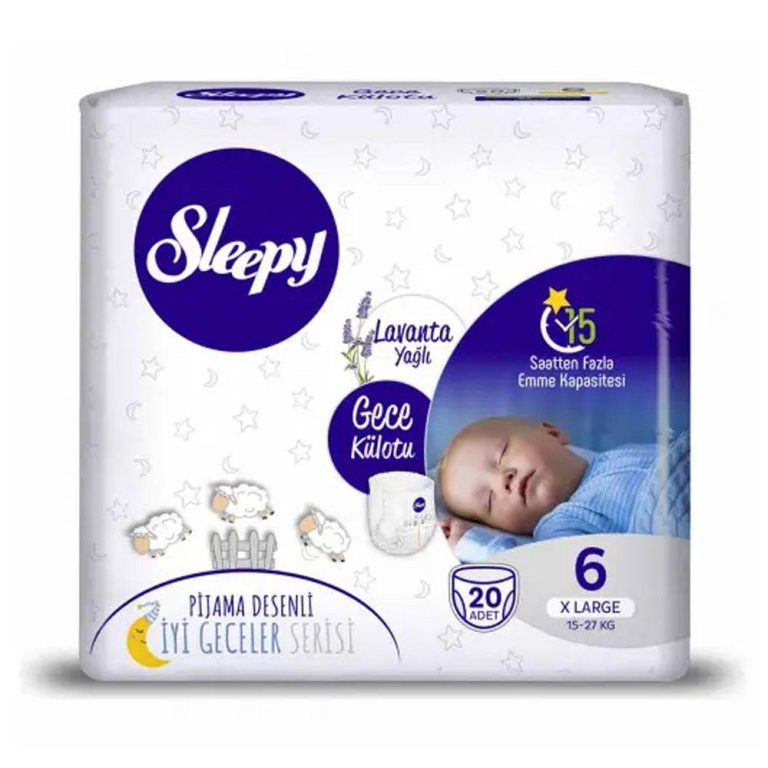 Sleepy Natural Pants Nuit taille 6 X-Large 15-27 kg 20 pièces