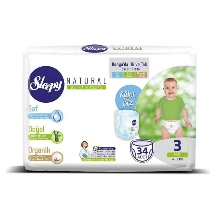 Sleepy Natural Pants taille 3 Midi 4-9 kg 34 pièces