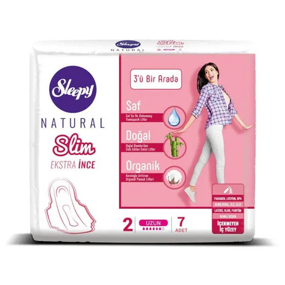 Sleepy Natural Slim Extra Thin 3 in 1 Serviettes Long 7 pièces Sleepy Natural Slim Extra Thin 3 in 1 Serviettes Long 7 pièces