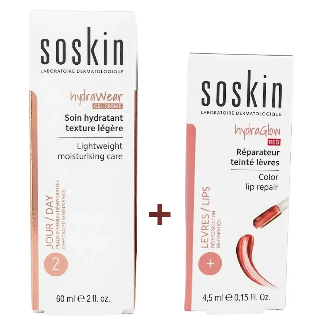 Soskin Duo Hydrawear Soin hydratant léger + Hydraglow Teinte lèvres Soskin Duo Hydrawear Soin hydratant léger + Hydraglow Teinte lèvres