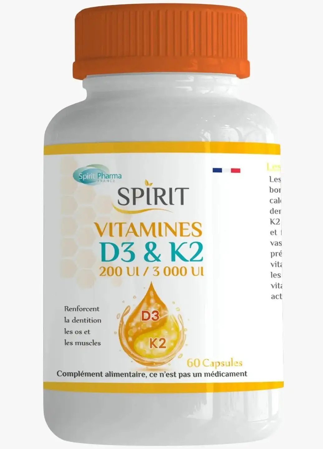 Spirit Vitamines D3 et K2 60 capsules Spirit Vitamines D3 et K2 60 capsules