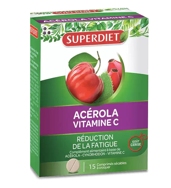 Super Diet Acérola Vitamine C 15 comprimés à croquer Super Diet Acérola Vitamine C 15 comprimés à croquer