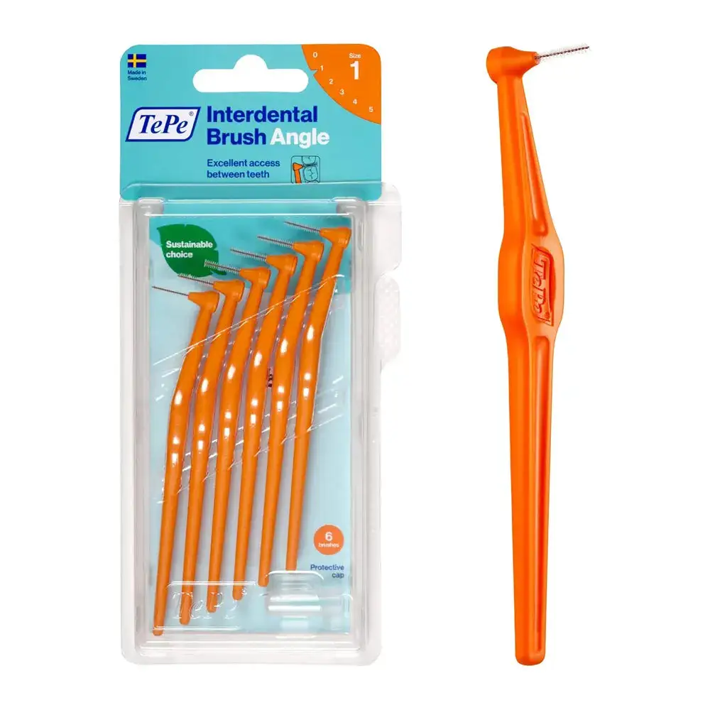 TePe Angle Brossettes interdentaires 0,45 mm taille 1 Orange 6 pièces TePe Angle Brossettes interdentaires 0,45 mm taille 1 Orange 6 pièces